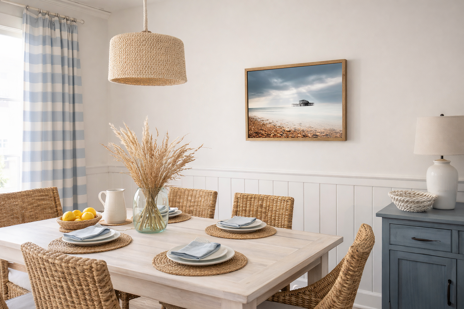 Abandoned West Pier Vintage Gentle Touch Effect Landscape Photo Loose in Coastal Style Dining Room