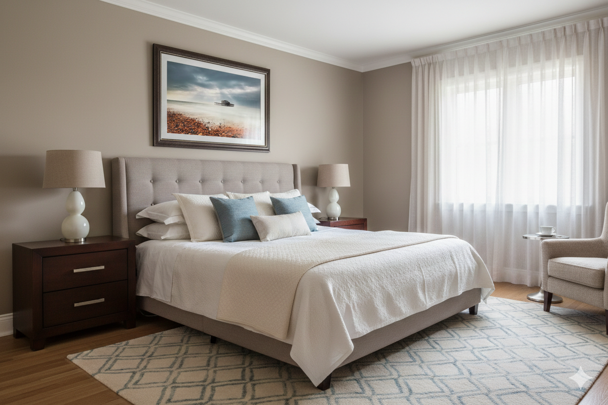 Abandoned West Pier Vintage Gentle Touch Effect Landscape Photo Loose in Transitional Style Bedroom