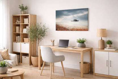 Abandoned West Pier Vintage Gentle Touch Effect Landscape Photo on Canvas in Scandinavian Style Home Office