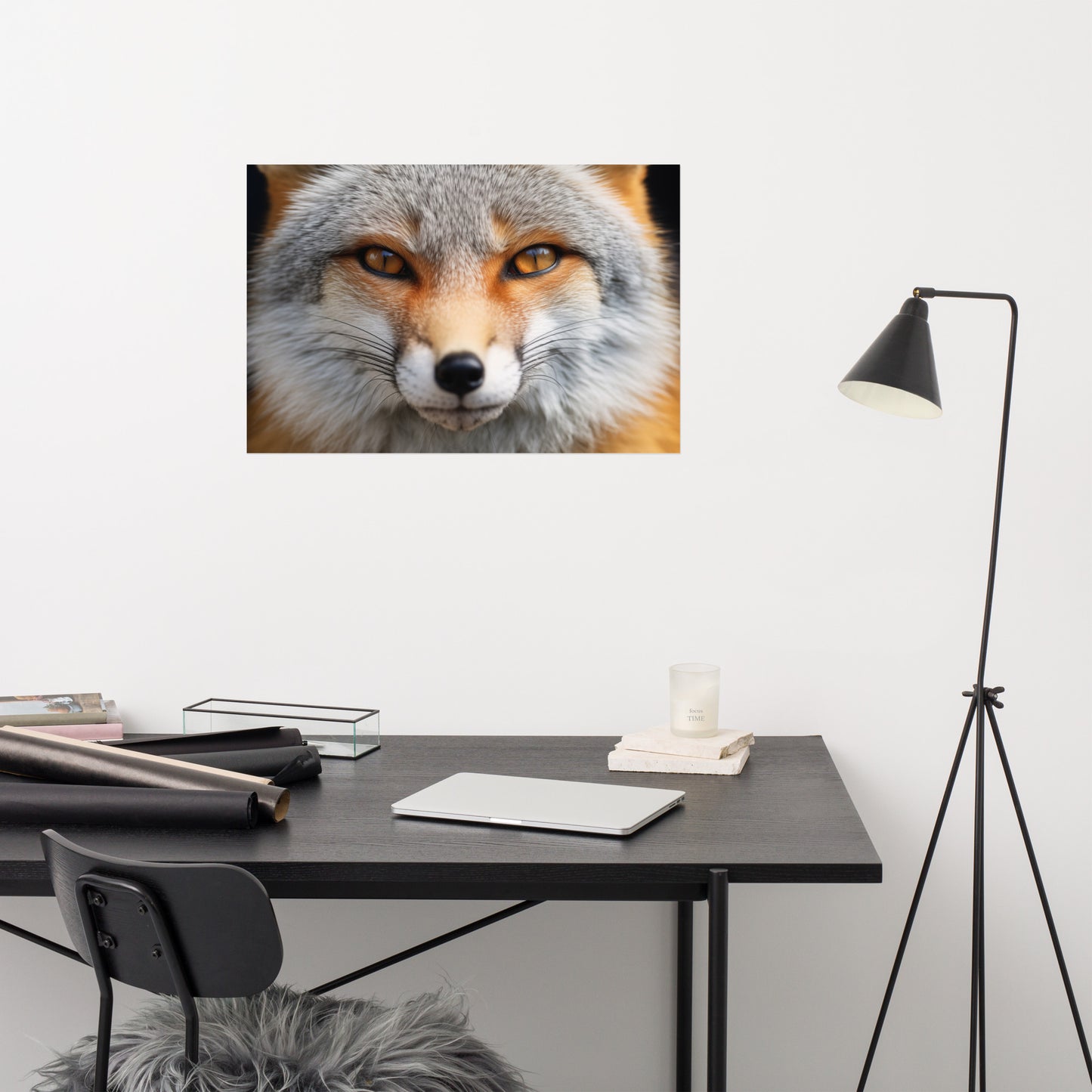 Above Couch Wall Decor: "Amber Eyes" Photorealism Painting - Digital Artwork Frameless Art Print