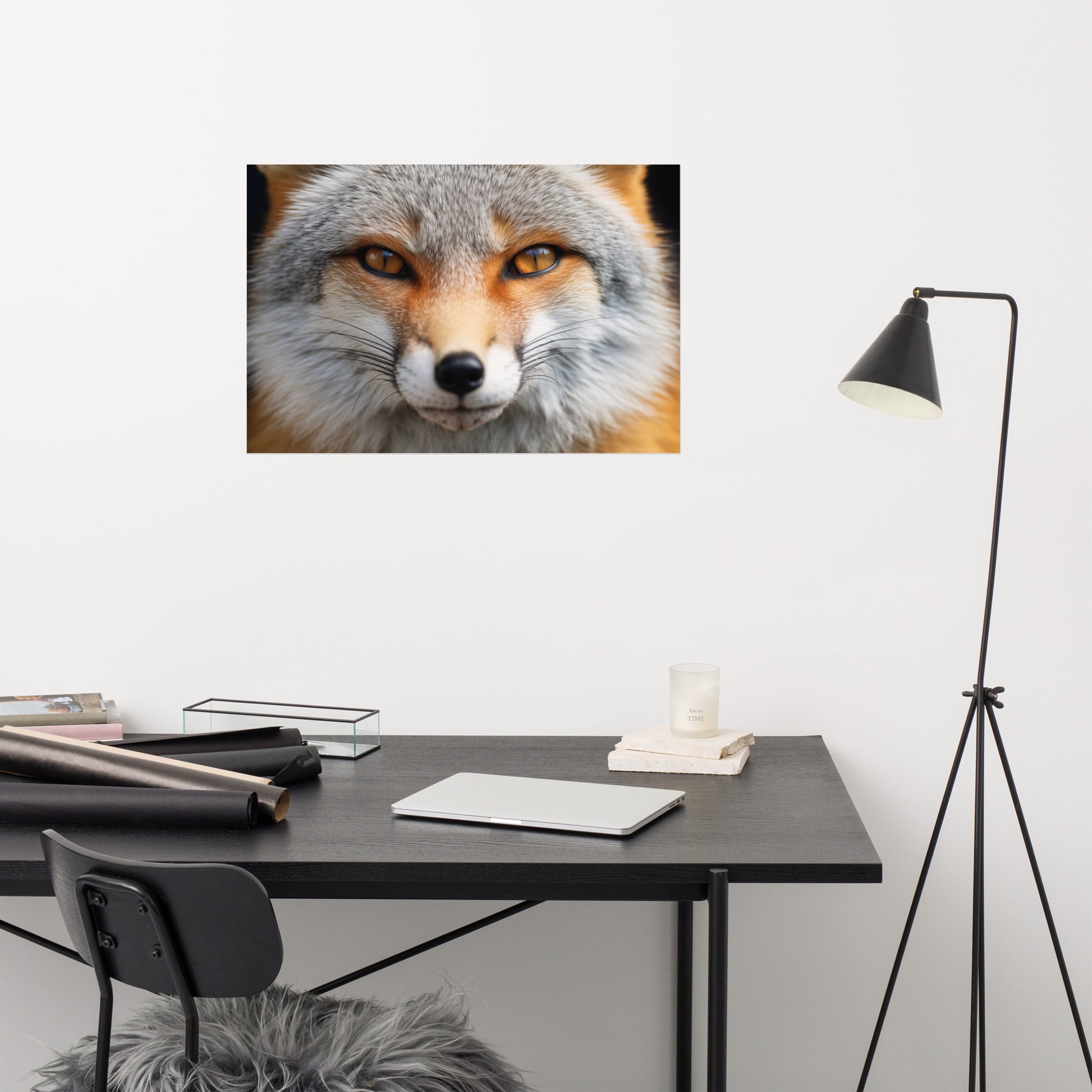 Above Couch Wall Decor: "Amber Eyes" Photorealism Painting - Digital Artwork Frameless Art Print