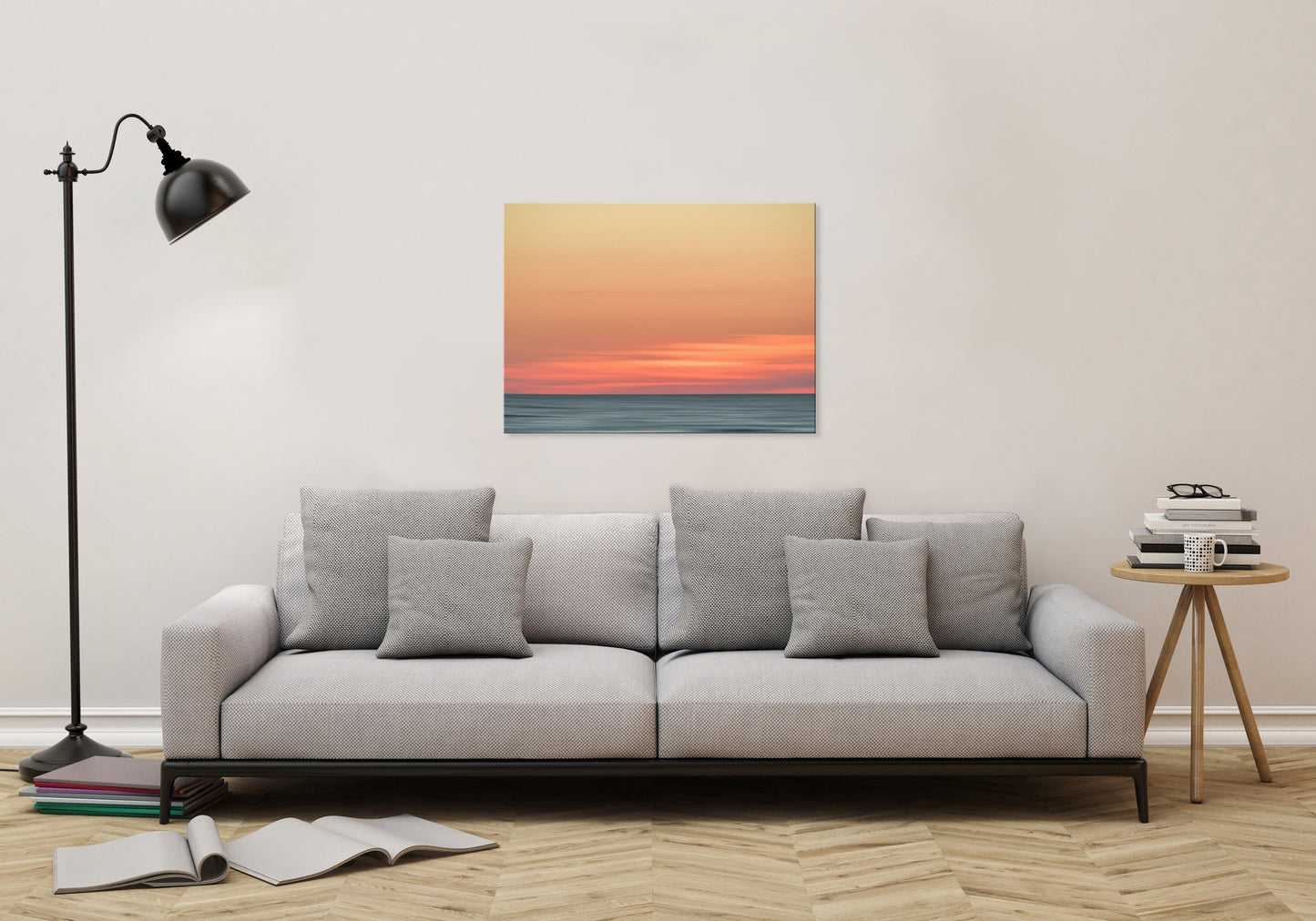 beach artwork for living room,  Abstract Color Blend Ocean Sunset Coastal Landscape Canvas - Beach Artwork Wall Decor