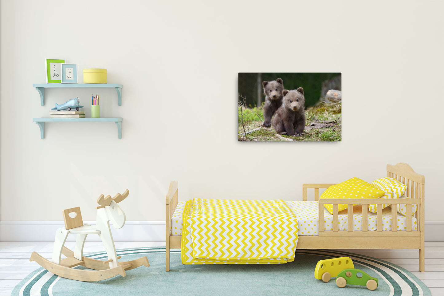 Over The Crib Wall Decor: Adorable Cubs In The Trees - Wildlife / Animal / Nature Photograph Canvas Wall Art Print - Artwork