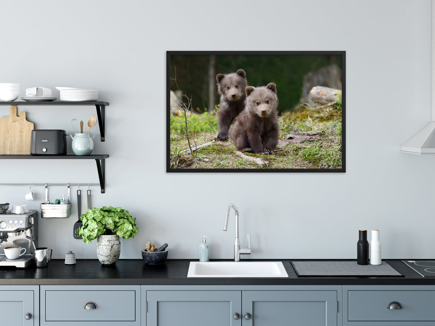 Black Framed Kitchen Pictures: Adorable Cubs In The Trees / Animal / Wildlife / Nature Photograph Artwork - Framed Wall Art - Decor