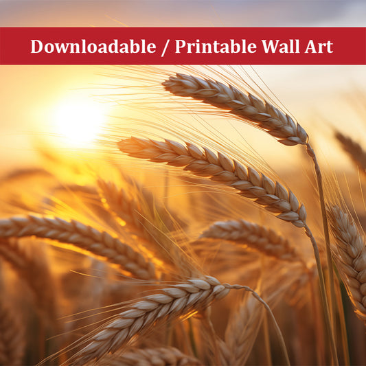 Amber Waves Minimal Botanical Rustic Subdued Wheat Crops Photorealism Painting - Digital Artwork DIY Wall Decor Instant Download Print - Printable