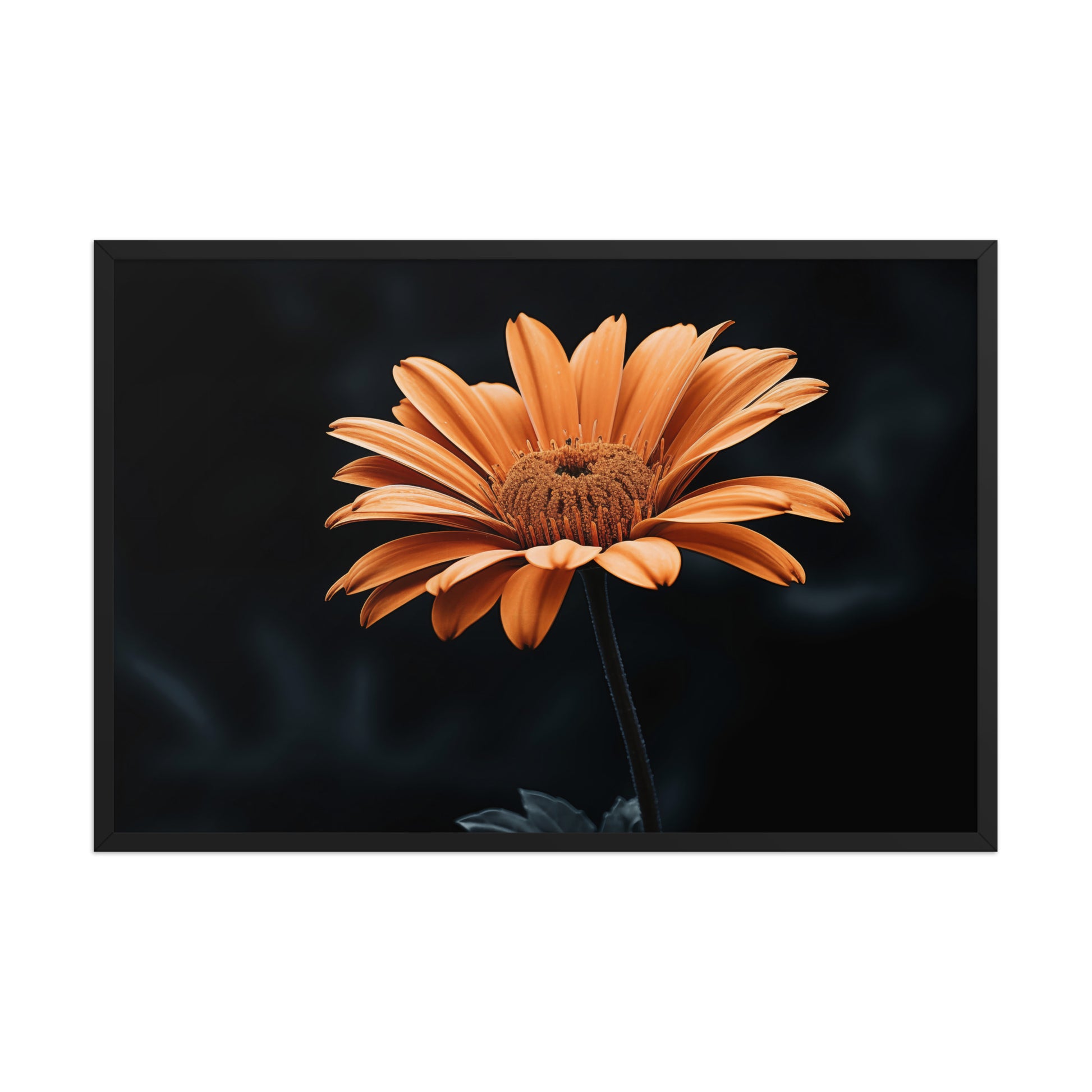 Amber Embrace  Realism Painting Orange Color Floral Photorealistic Digital Artwork Framed Wall Art Print