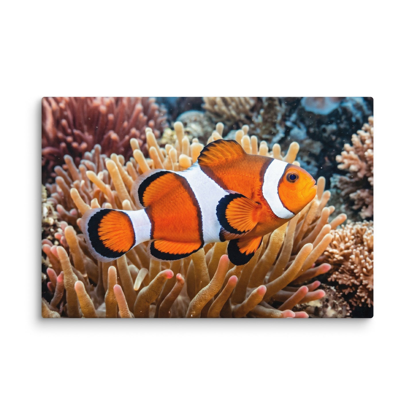 Anemone Sanctuary The Vibrant Clownfish Wildlife Marine Life Digital Artwork Canvas Art Print