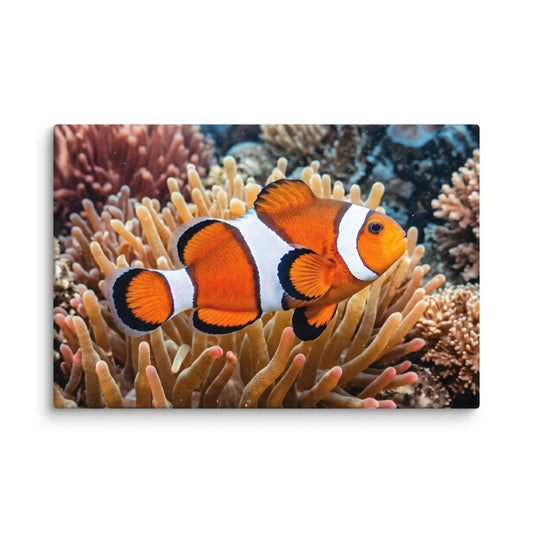 Anemone Sanctuary The Vibrant Clownfish Wildlife Marine Life Digital Artwork Canvas Art Print