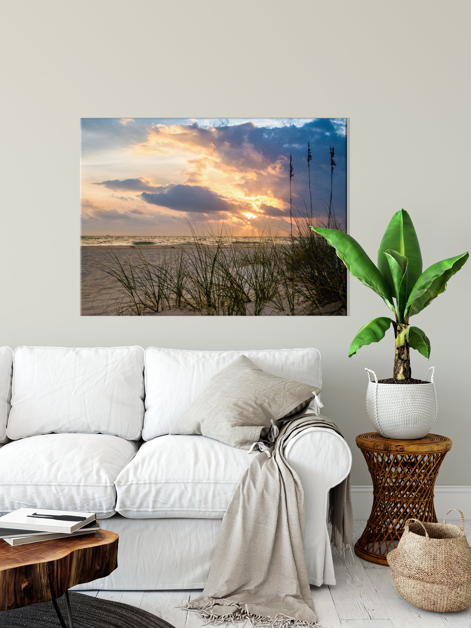 Beach Canvas Prints For Sale: Anna Maria Island Cloudy Beach Sunset 2 - Coastal / Beach / Seascape / Nature / Landscape Photo Canvas Wall Art Print - Decor - Artwork