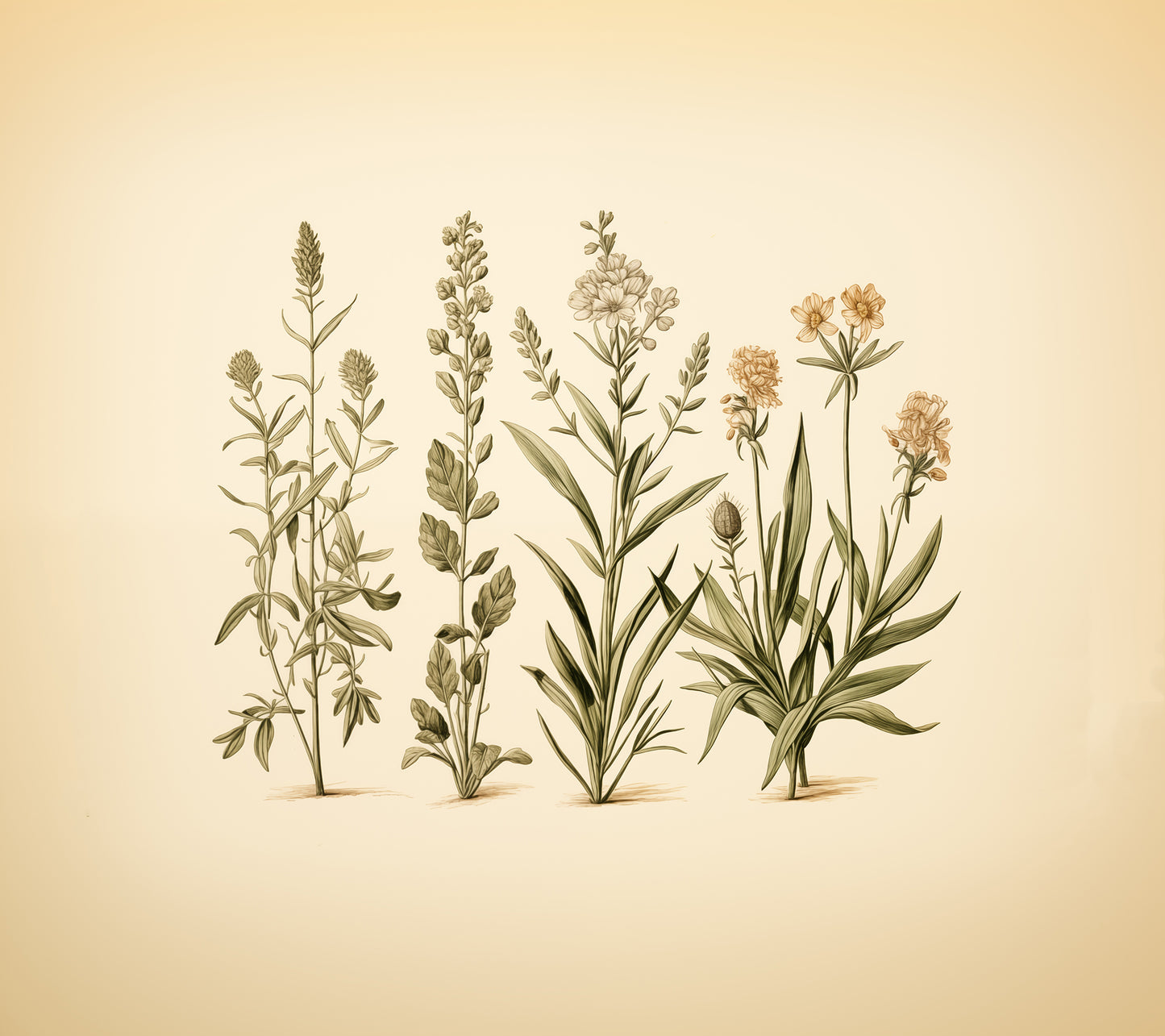 Antique Apothecary Vintage Botanical Herbs Illustration - Digital Artwork Loose Print