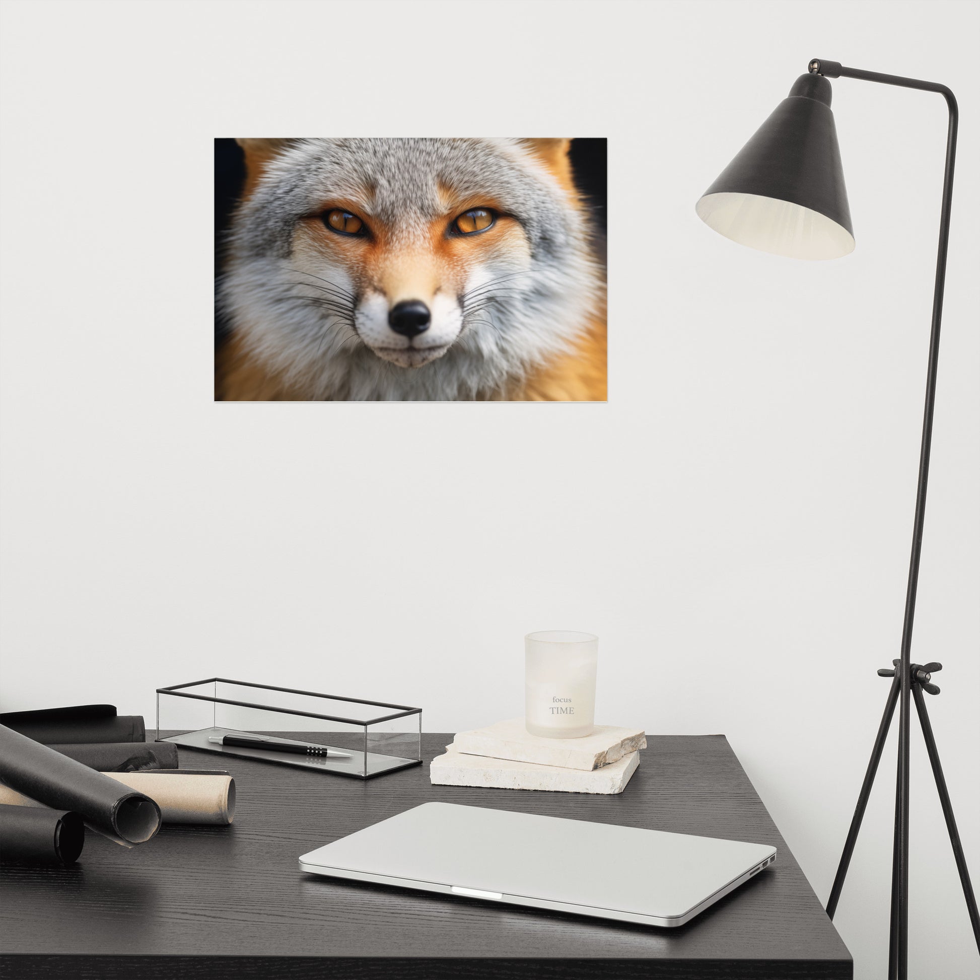 Apartment Living Room Wall Decor: "Amber Eyes" Photorealism Painting - Digital Artwork Frameless Art Print