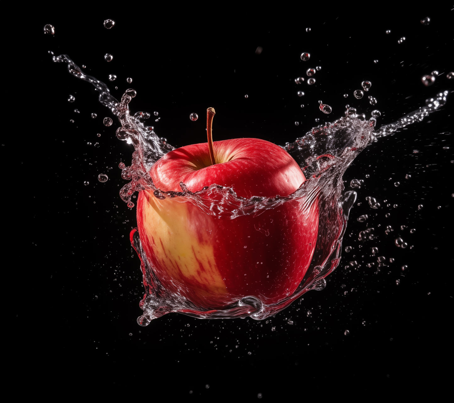 Apple Immersion - Apple in Water Photorealism - Digital Artwork Loose Print