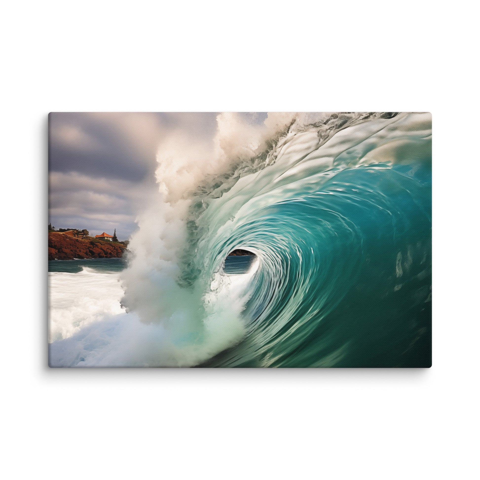Aqua Embrace Photorealistic Digital Painting Coastal Wave Extra Large Canvas Prints