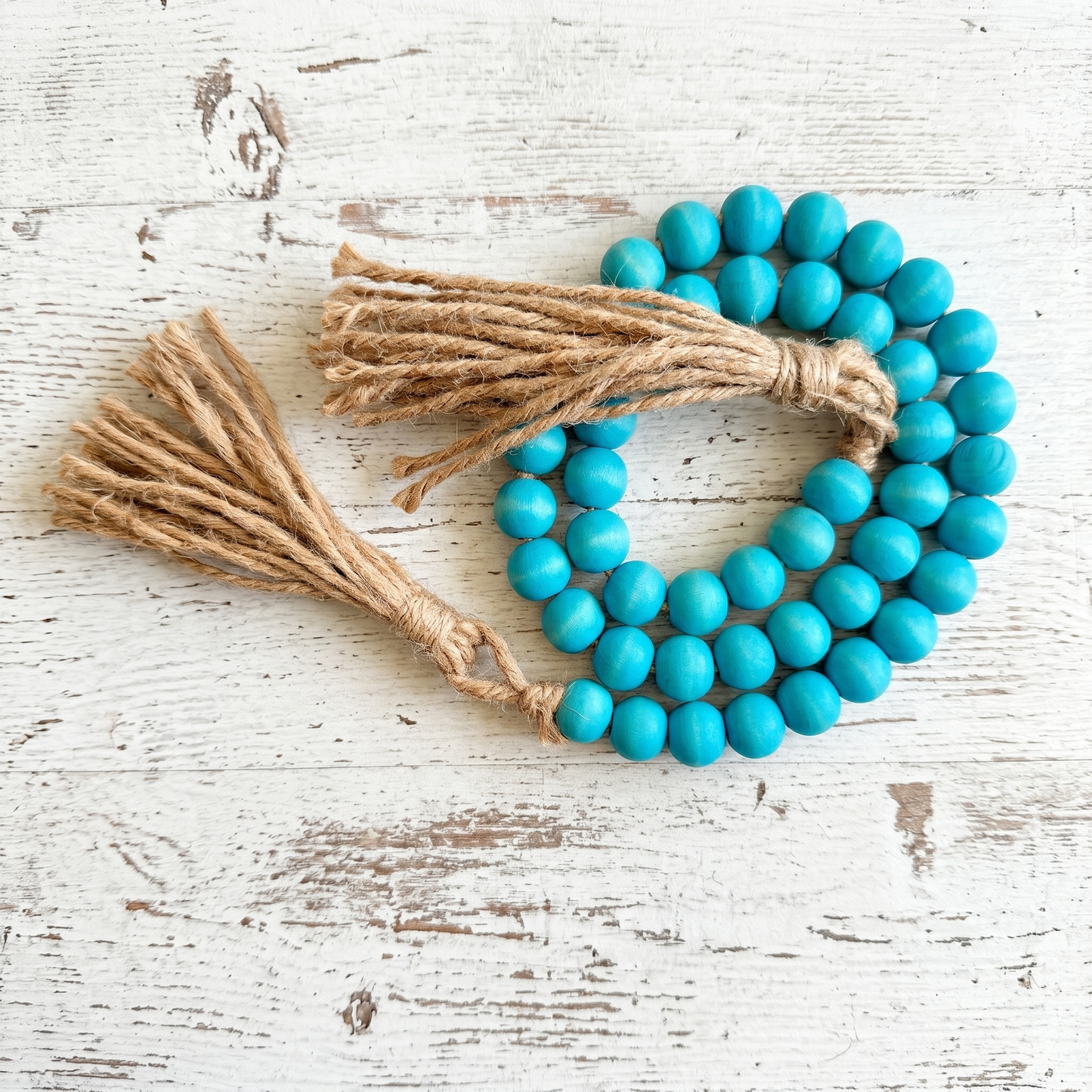 Aquamarine Wood Bead Garland (1)