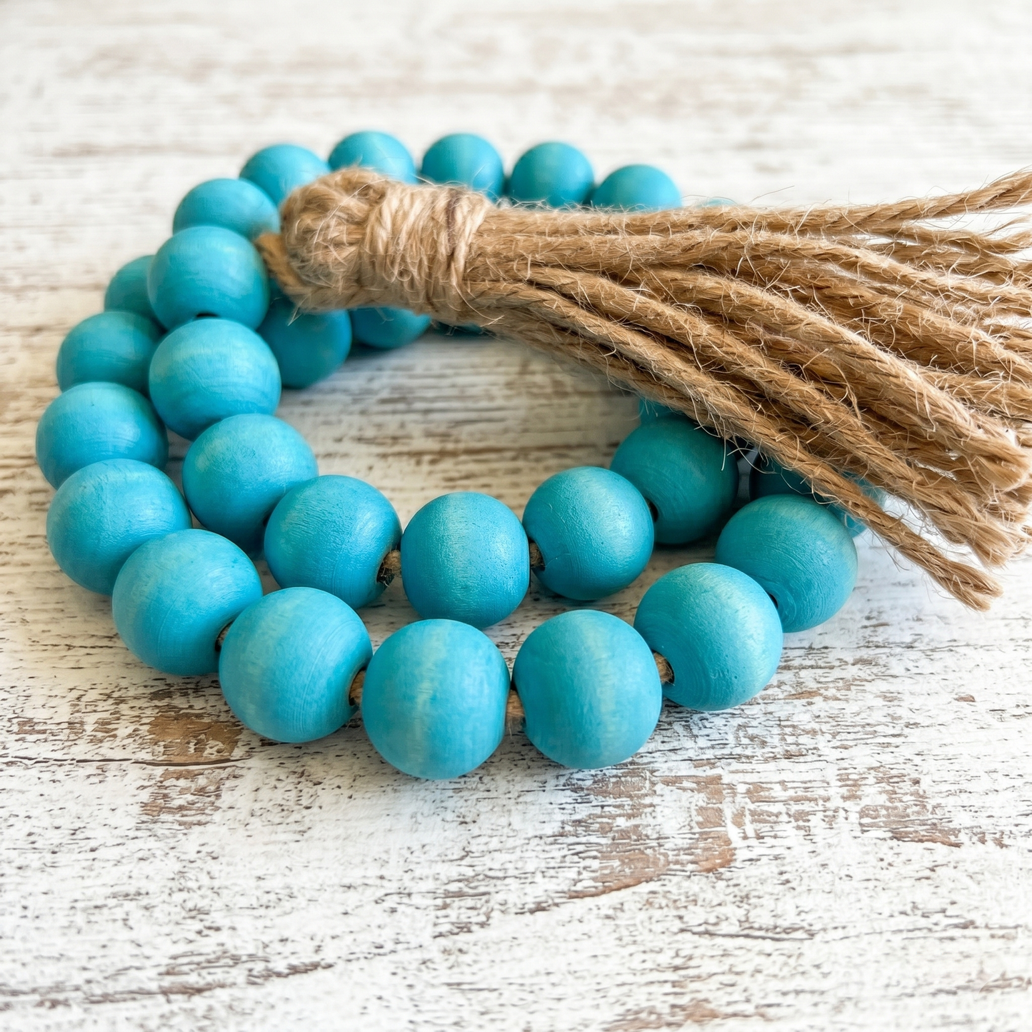 Aquamarine Wood Bead Garland (5)