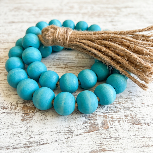 Aquamarine Wood Bead Garland (5)