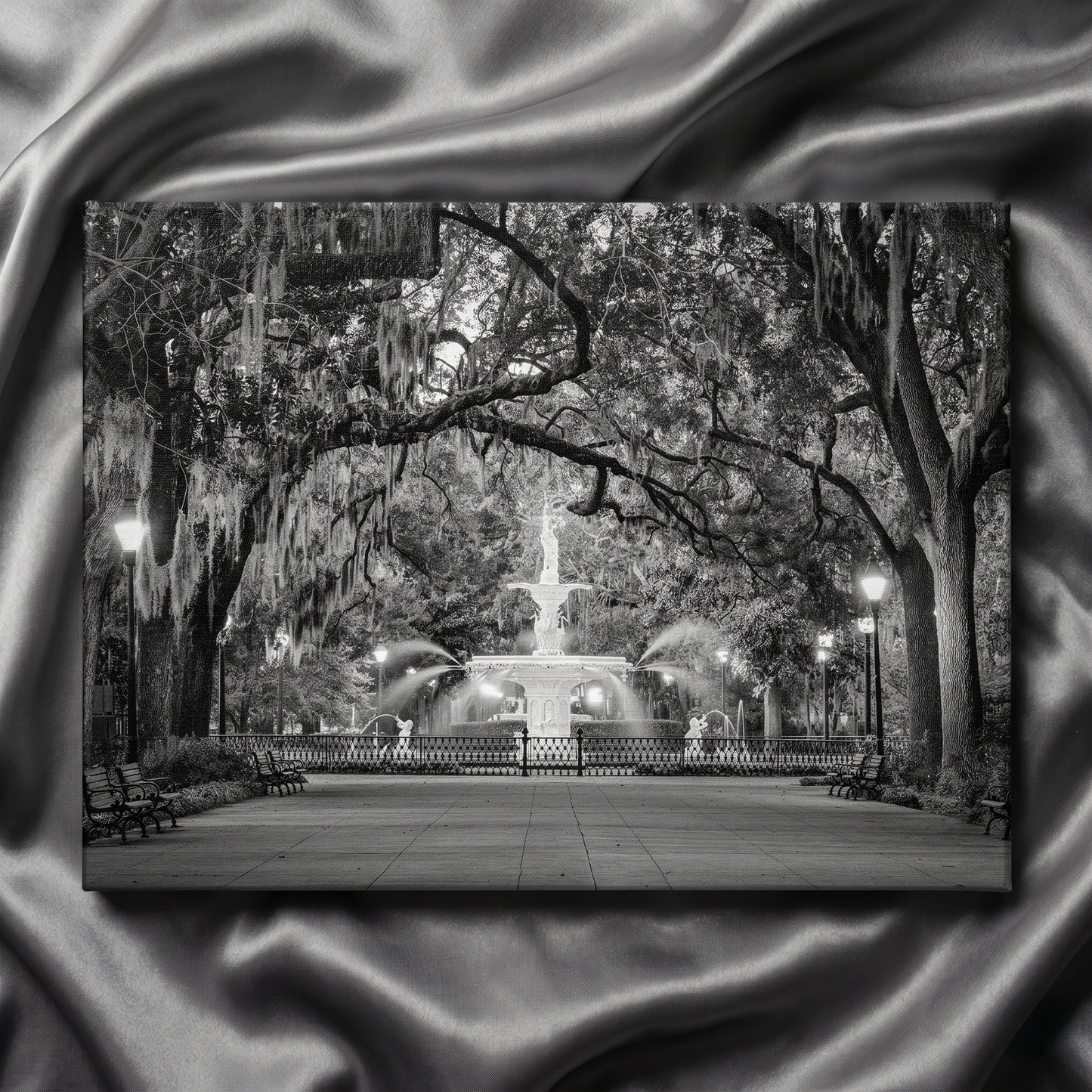 Architectural Wall Art Fountain Forsyth Park Savannah Ga 4 Canvas