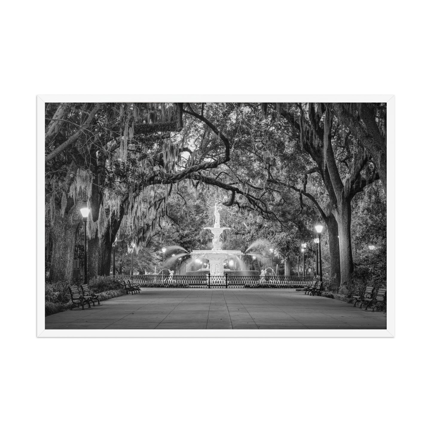 Architectural Wall Art Fountain Forsyth Park Savannah Ga 4 Framed Wall Art Print White Frame