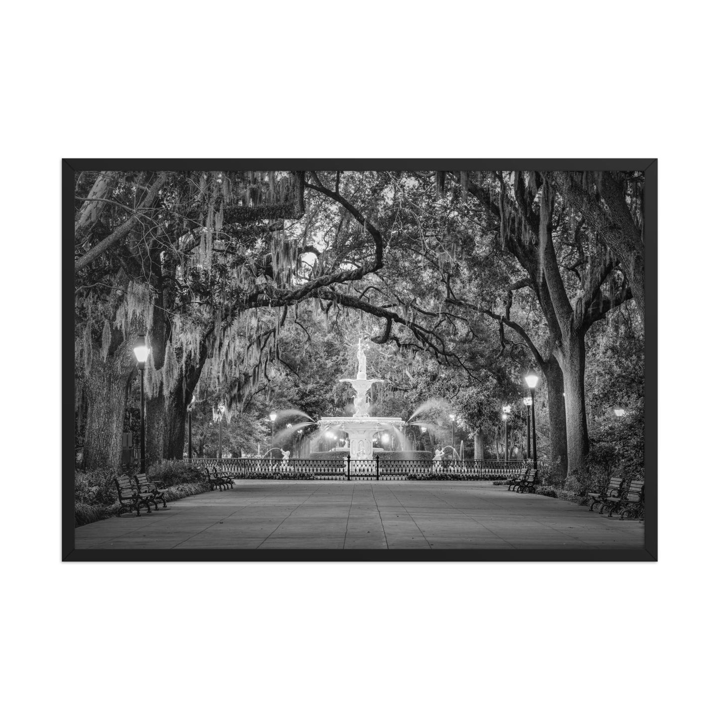 Architectural Wall Art Fountain Forsyth Park Savannah Ga 4 Framed Wall Art Print - Black Frame
