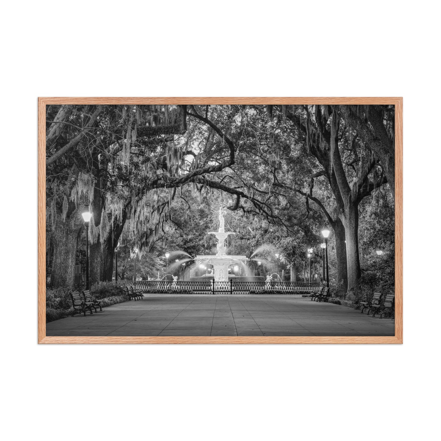 Architectural Wall Art Fountain Forsyth Park Savannah Ga 4 Framed Wall Art Print Wood Frame