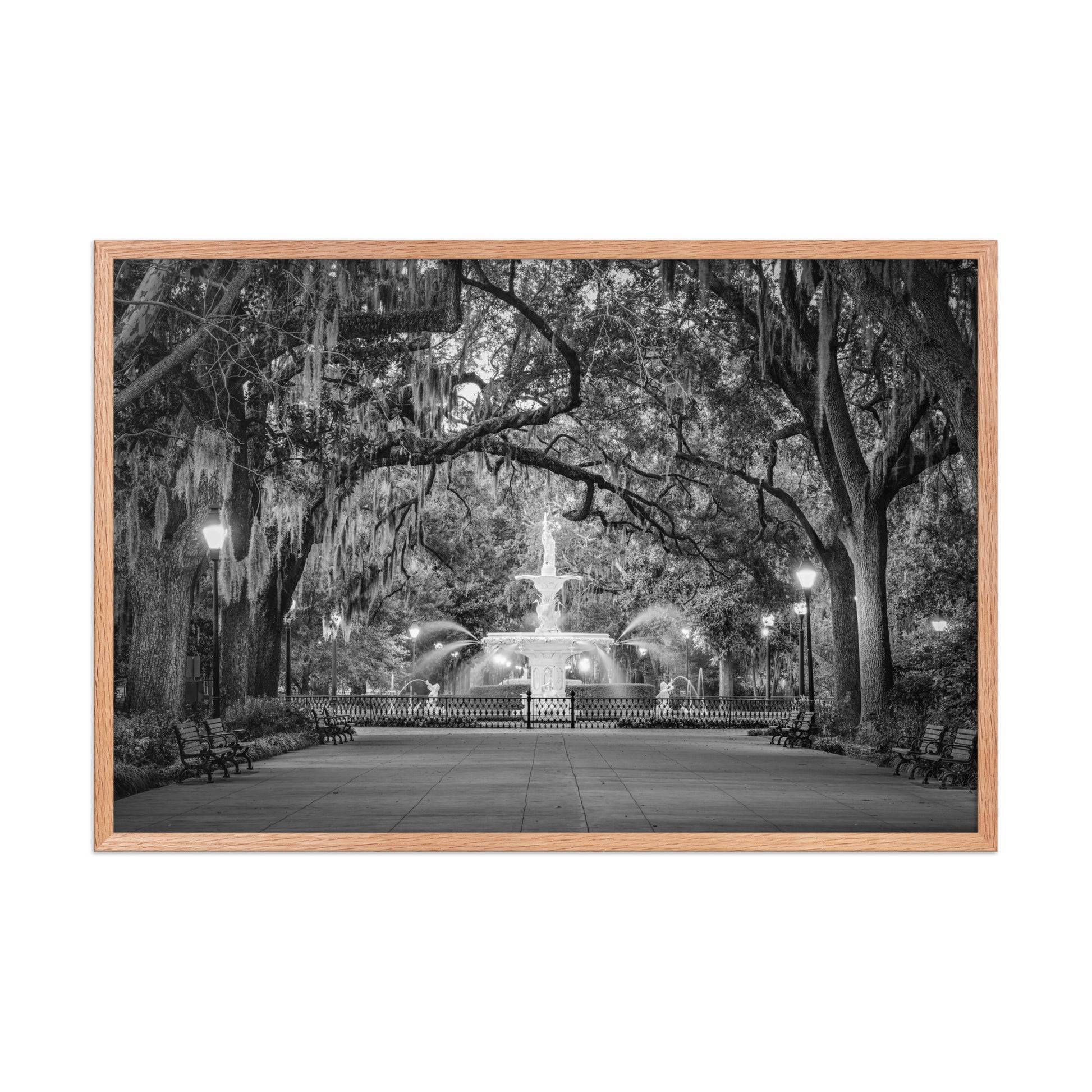 Architectural Wall Art Fountain Forsyth Park Savannah Ga 4 Framed Wall Art Print Wood Frame