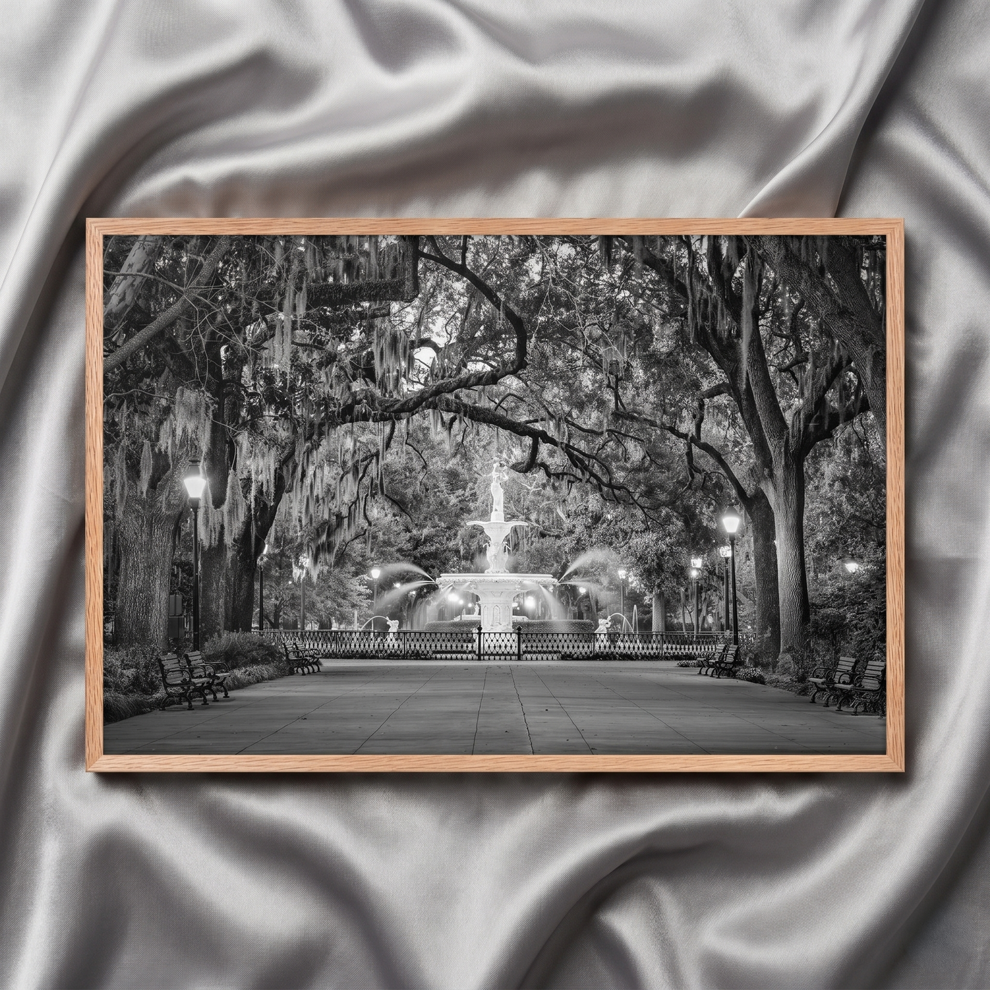 Architectural Wall Art Fountain Forsyth Park Savannah Ga 4 Wood Framed Wall Art Print (1)