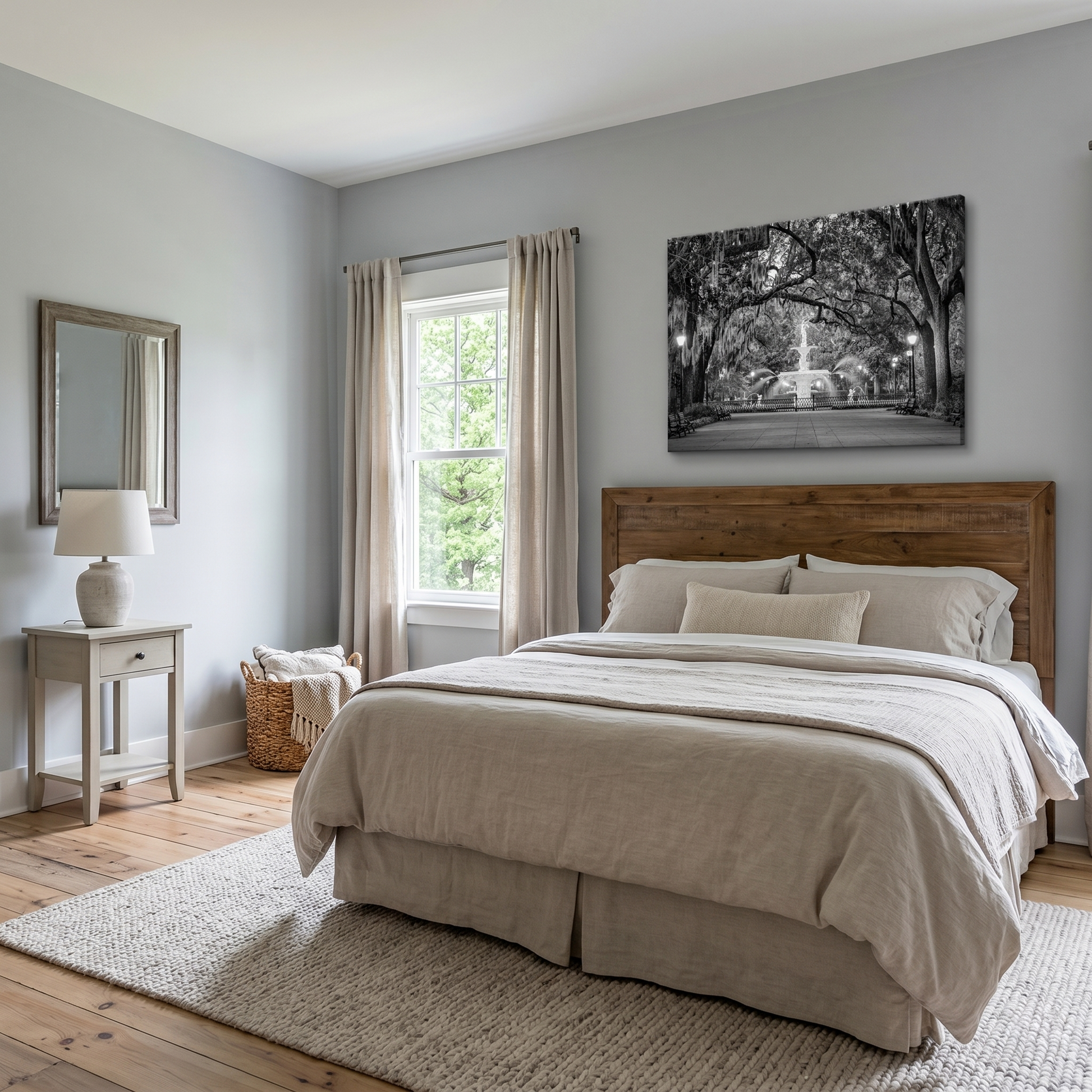 Architectural Wall Art Fountain Forsyth Park Savannah Ga 4 Canvas Wall Art Print in Modern Farmhouse Setting
