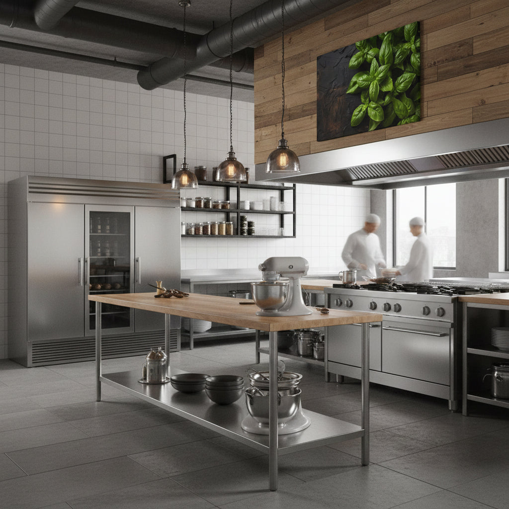 Aromatic Allure Photorealistic Digital Artwork Canvas in Commercial Kitchen