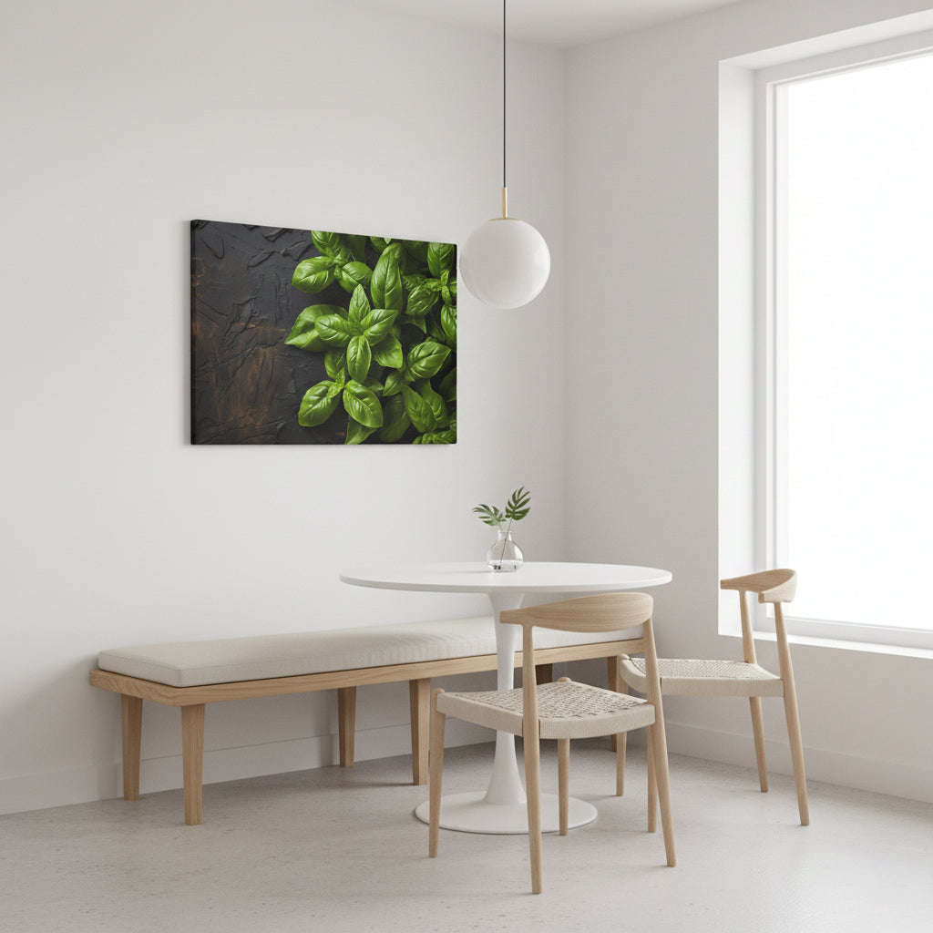 Aromatic Allure Photorealistic Digital Artwork Canvas in Minimalist Style Breakfast Nook