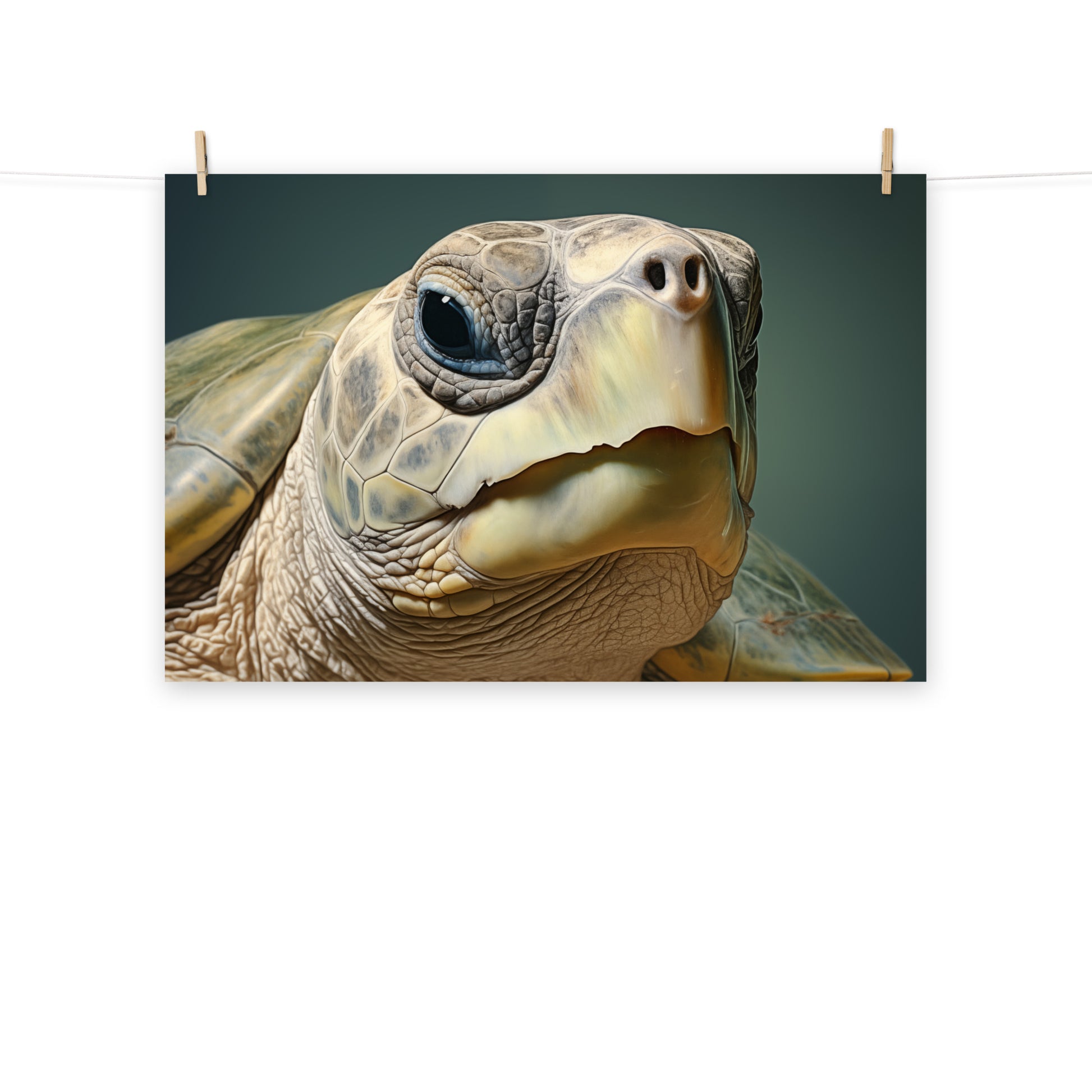 Art For Home Office Walls: Albino Enchantment Kemps Ridley Sea Turtle Coastal Photorealism Painting - Digital Artwork Loose Art Print