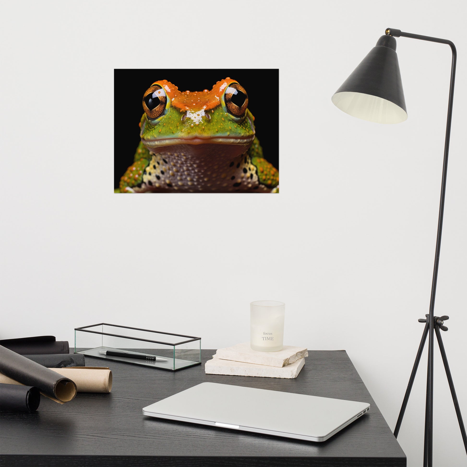 Art Wall Decor for Living Room: Amphibian Enigma Neobatrachia Frog Close-up Photorealism Painting - Digital Artwork Frameable Art Print