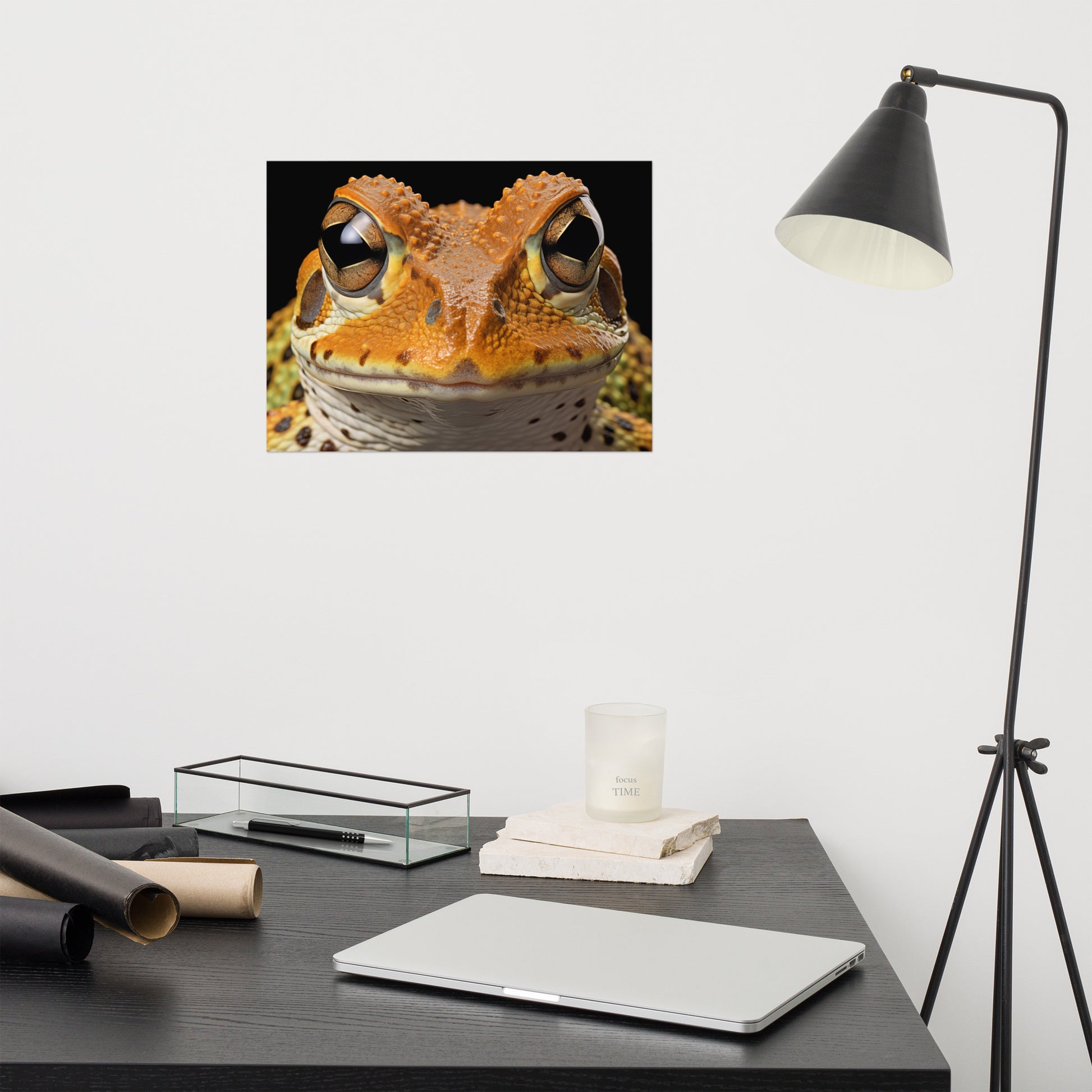 Art Wall Decor for Living Room: Amphibian Gaze Frogs Photorealism Painting - Digital Artwork Frameable Art Print