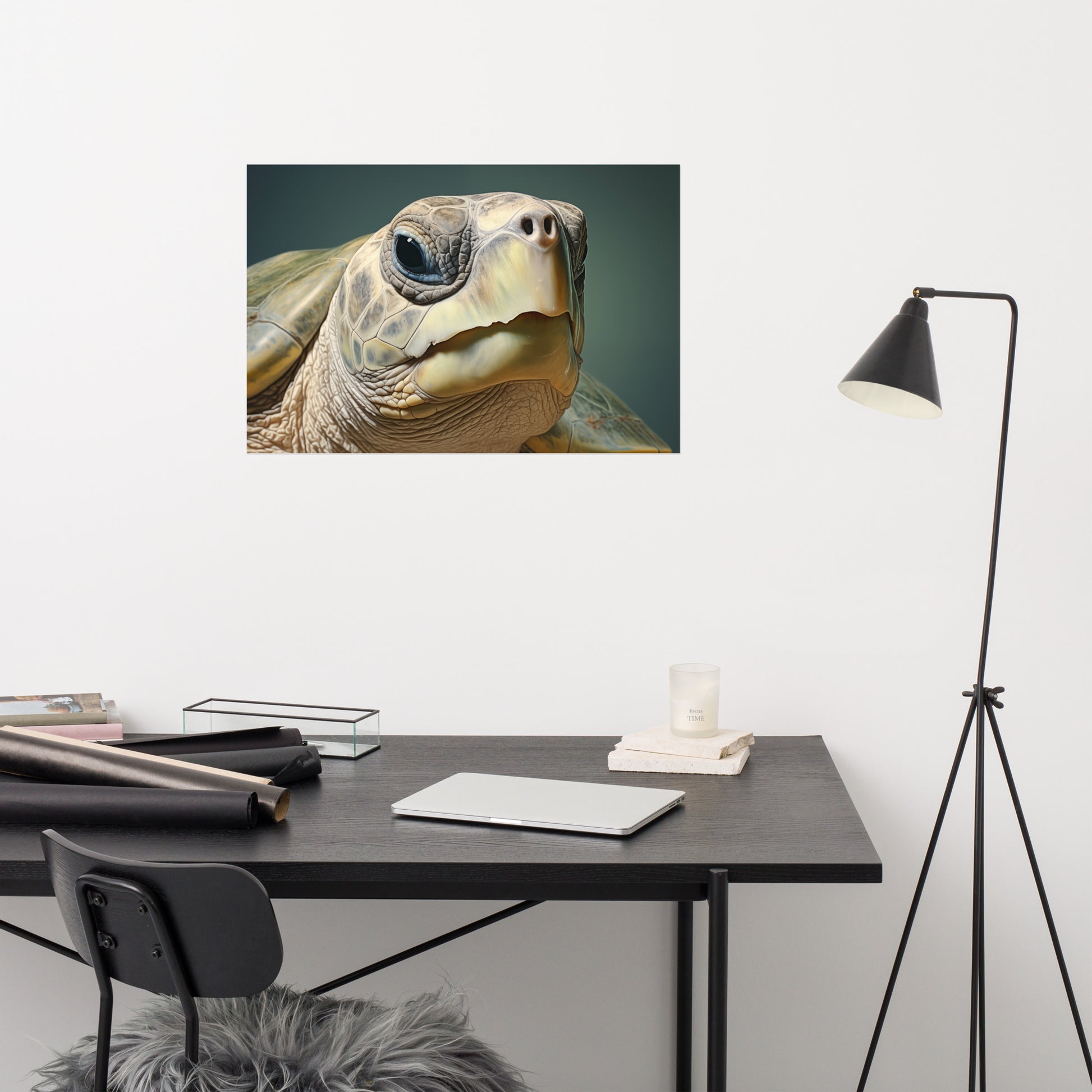 Art Wall Office: Albino Enchantment Kemps Ridley Sea Turtle Coastal Photorealism Painting - Digital Artwork Loose Art Print