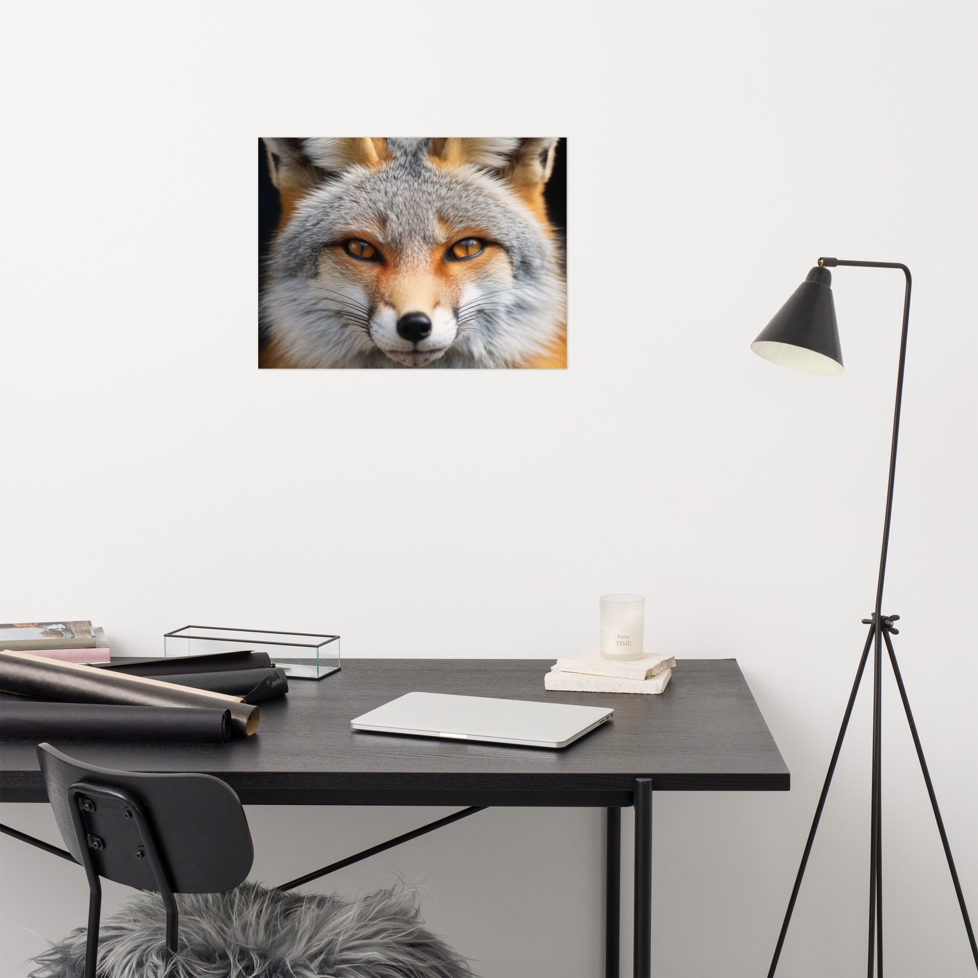 Art for Grey Living Room: "Amber Eyes" Photorealism Painting - Digital Artwork Frameless Art Print