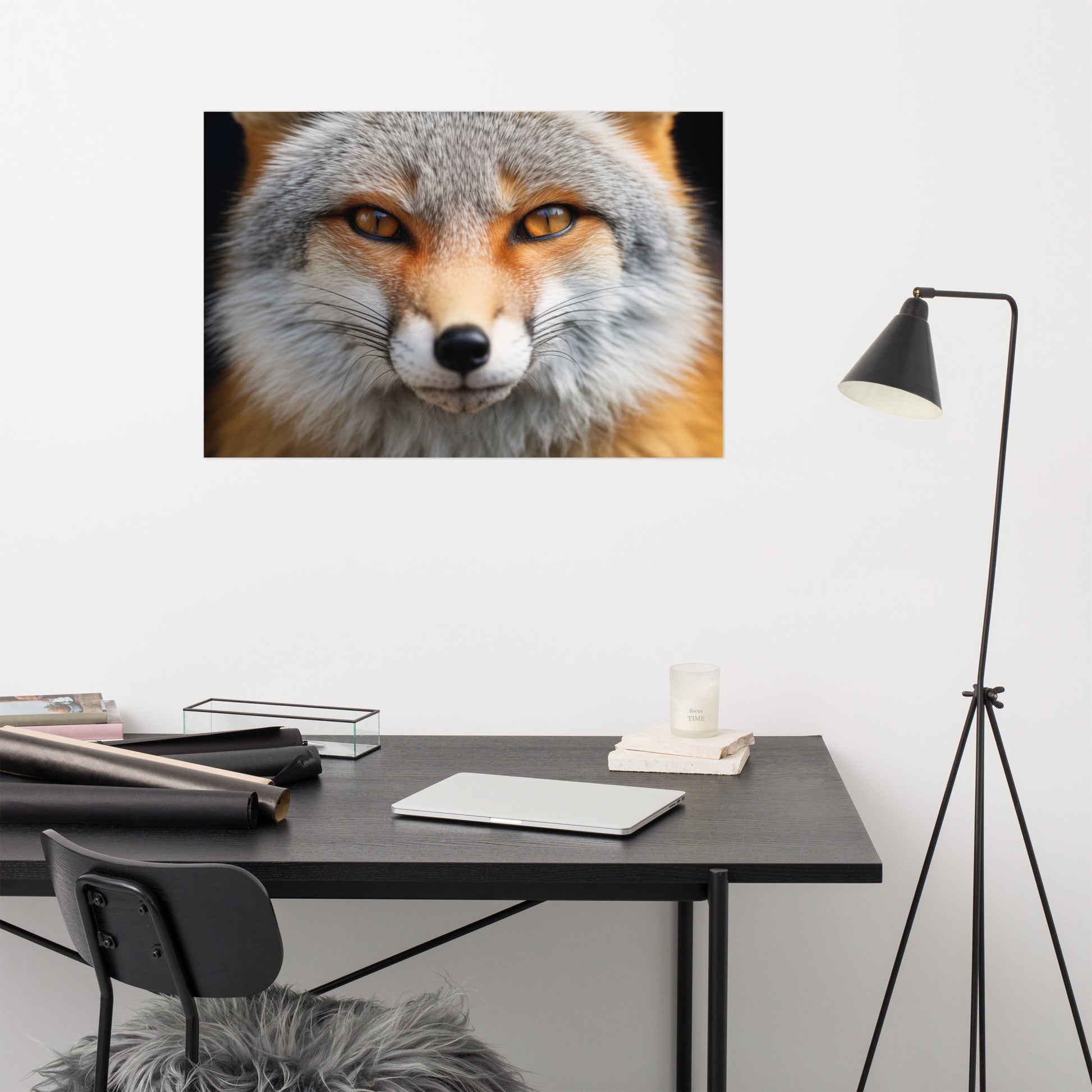 Art for Living Room Wall Ideas: "Amber Eyes" Photorealism Painting - Digital Artwork Frameless Art Print