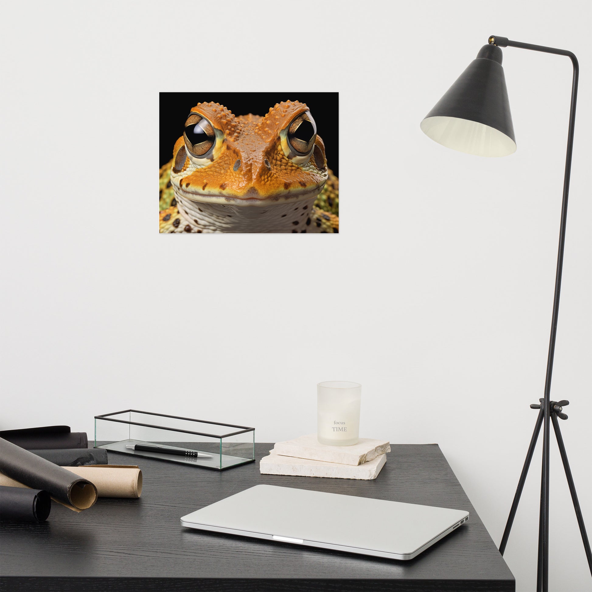 Art to Hang in Living Room: Amphibian Gaze Frogs Photorealism Painting - Digital Artwork Frameable Art Print