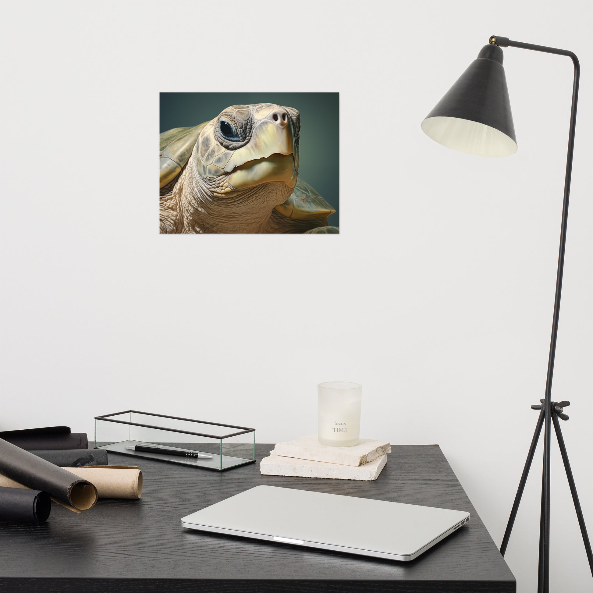 Artwork For Home Office: Albino Enchantment Kemps Ridley Sea Turtle Coastal Photorealism Painting - Digital Artwork Loose Art Print