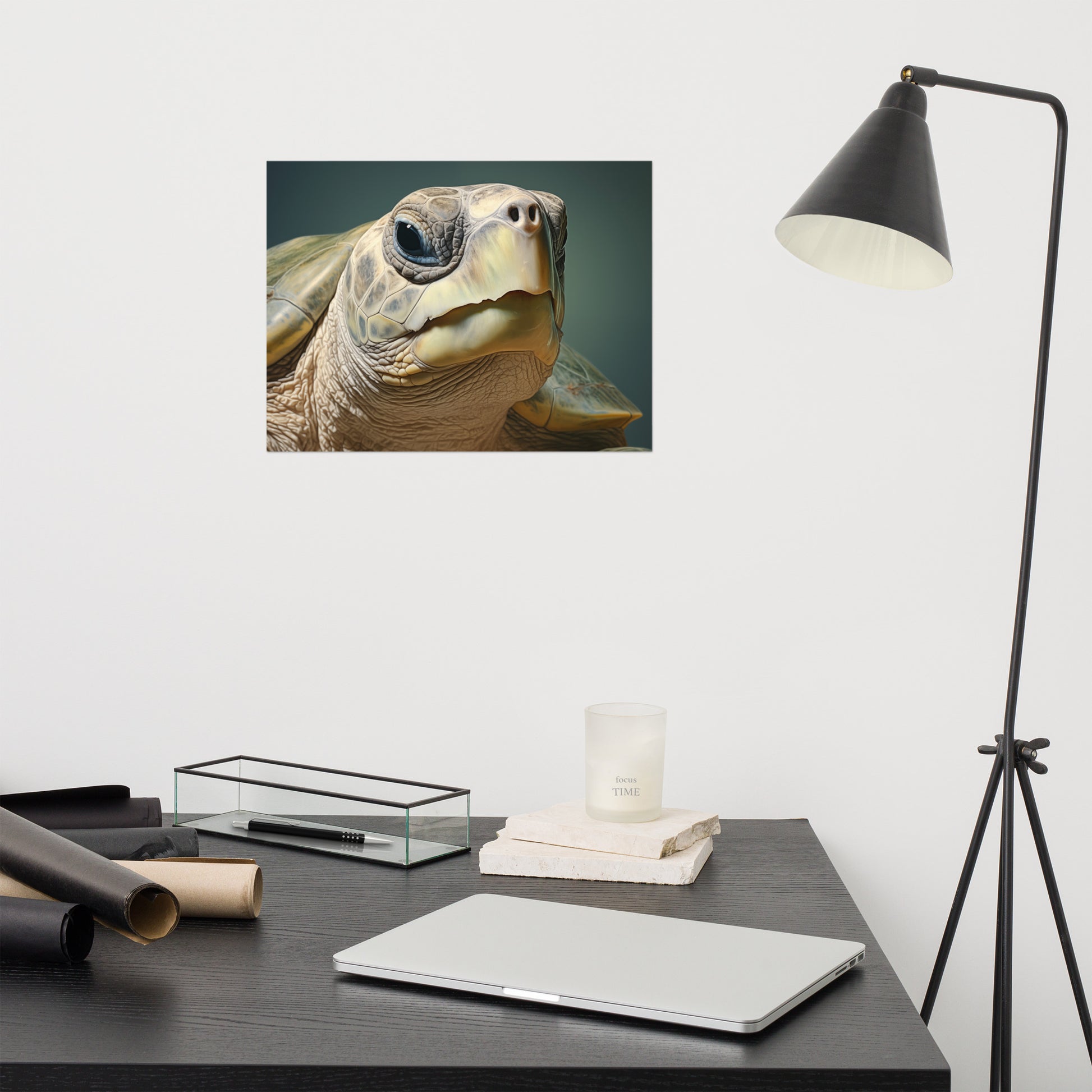 Artwork For Office Buildings: Albino Enchantment Kemps Ridley Sea Turtle Coastal Photorealism Painting - Digital Artwork Loose Art Print