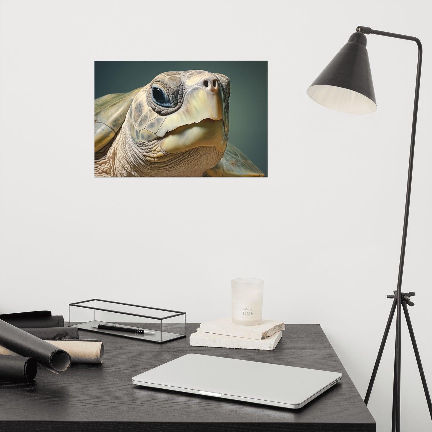 Artwork For Office Space: Albino Enchantment Kemps Ridley Sea Turtle Coastal Photorealism Painting - Digital Artwork Loose Art Print