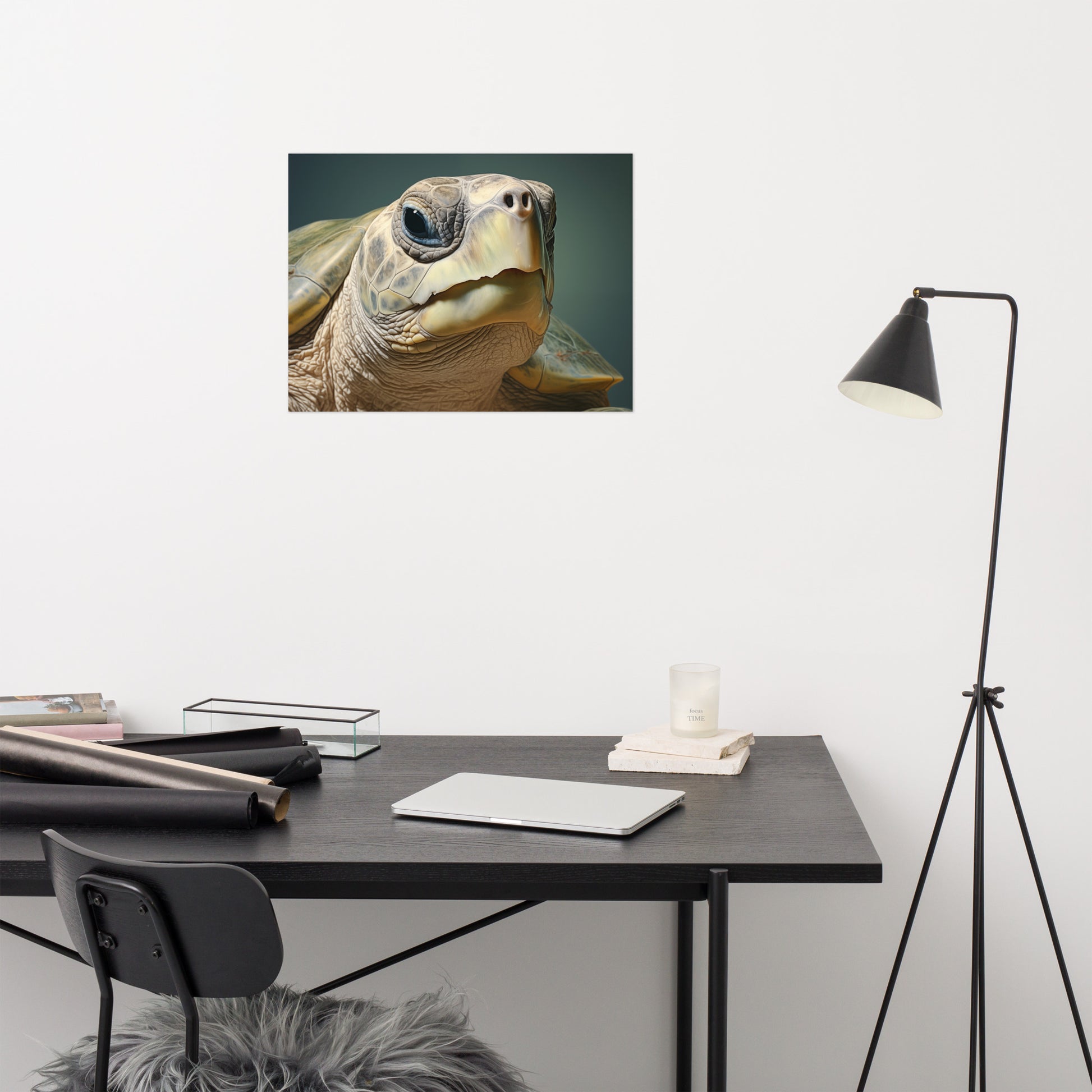 Artwork For Professional Office: Albino Enchantment Kemps Ridley Sea Turtle Coastal Photorealism Painting - Digital Artwork Loose Art Print
