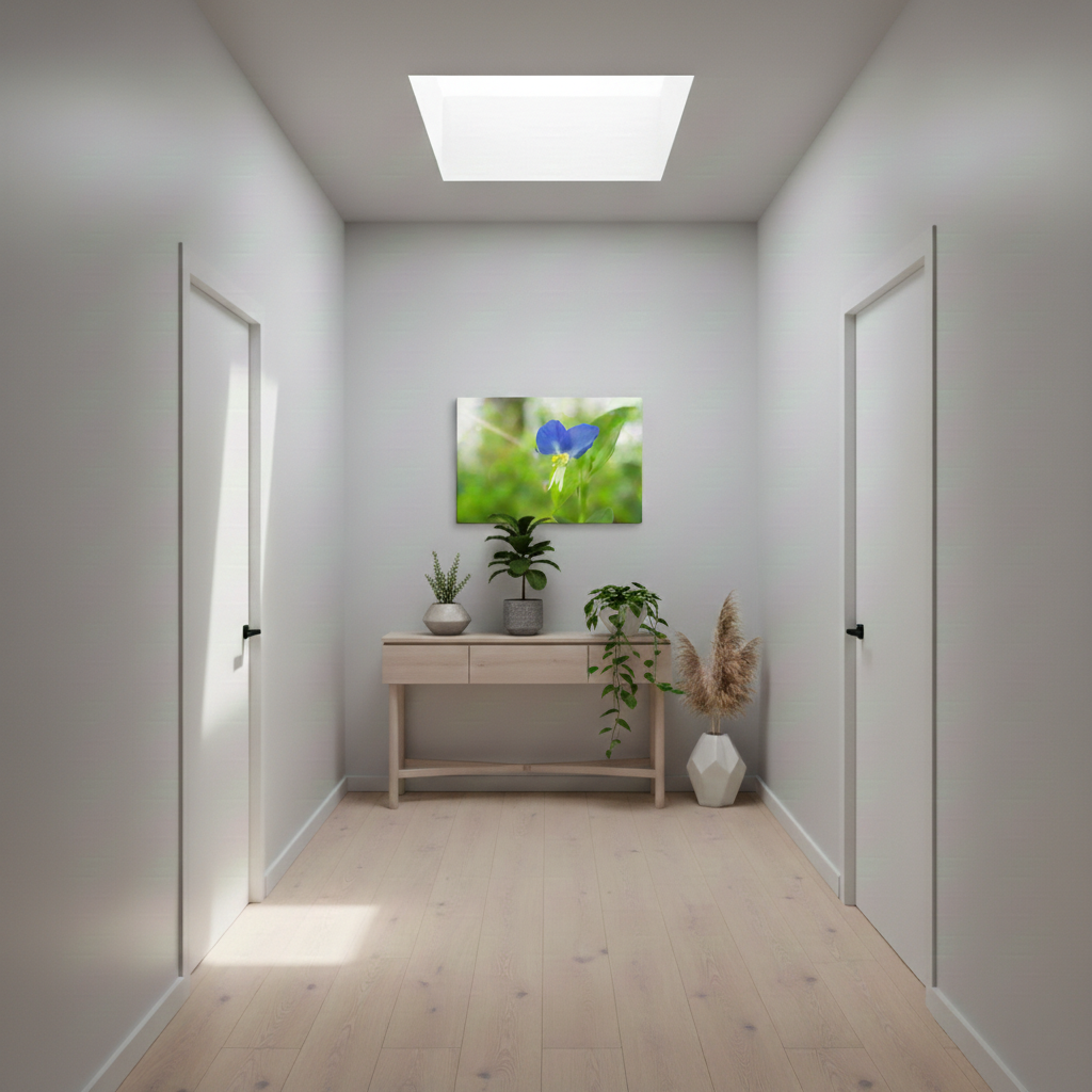 Asiatic Dayflower Nature Photograph Wall Art Print Canvas in Minimalist Style Hallway