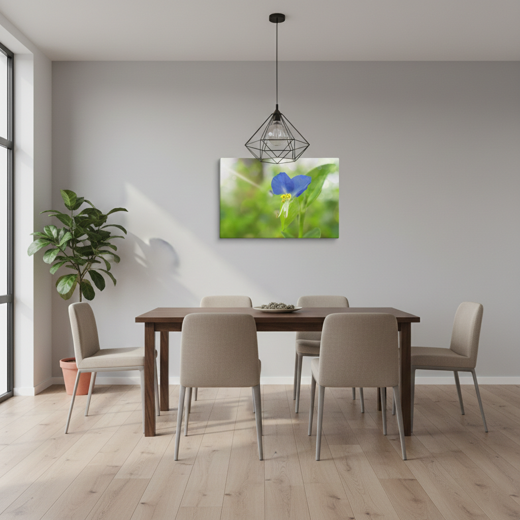 Asiatic Dayflower Nature Photograph Wall Art Print Canvas in Modern Style Dining Room