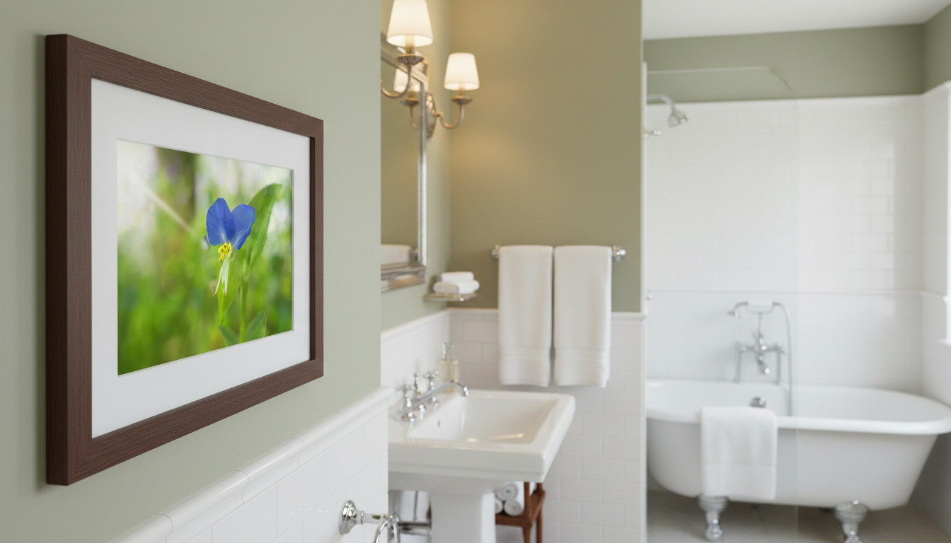 Asiatic Dayflower Nature Photograph Wall Art Print DIY Wall Art in Traditional Style Bathroom