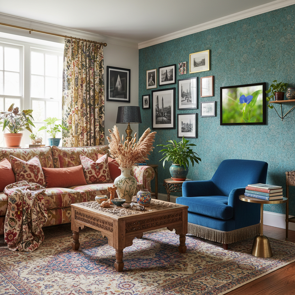 Asiatic Dayflower Nature Photograph Wall Art Print Framed in Eclectic Style Living Rooms