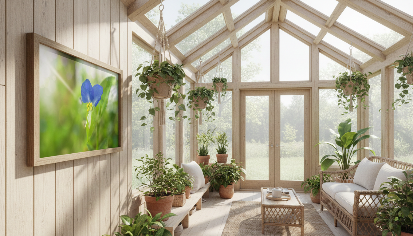 Asiatic Dayflower Nature Photograph Wall Art Print Loose in Biophilic Style Sunroom