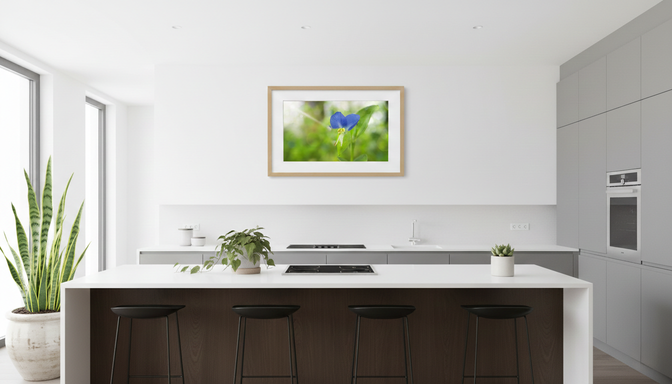 Asiatic Dayflower Nature Photograph Wall Art Print Loose in Contemporary Style Kitchen