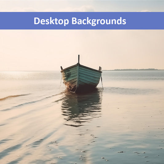 Awaiting Departure Abandoned Weathered Boat Beach Subdued Photorealistic Digital Artwork Wallpaper for Computer