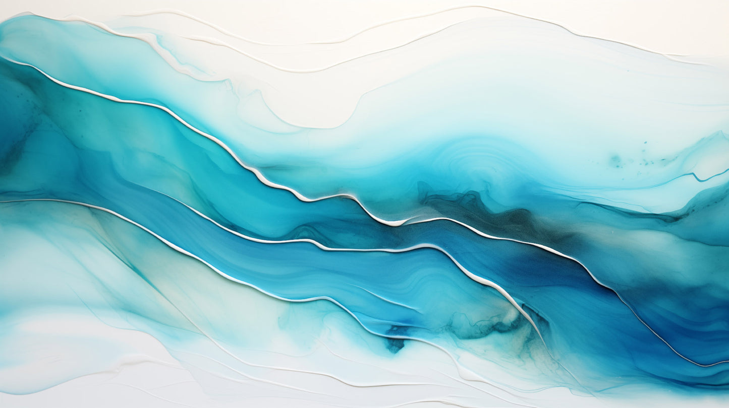 Abstract Wall Art: "Azure Currents" Alcohol Ink - Fluid Art Minimal - Loose Print