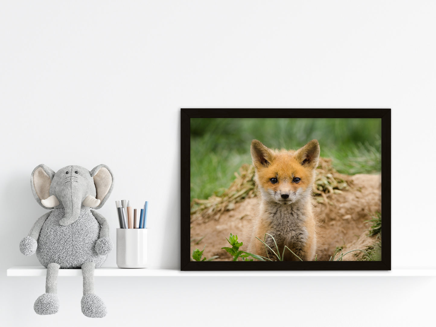 Baby Red Fox Coming Out Wildlife Photo DIY Wall Decor Instant Download Print - Printable