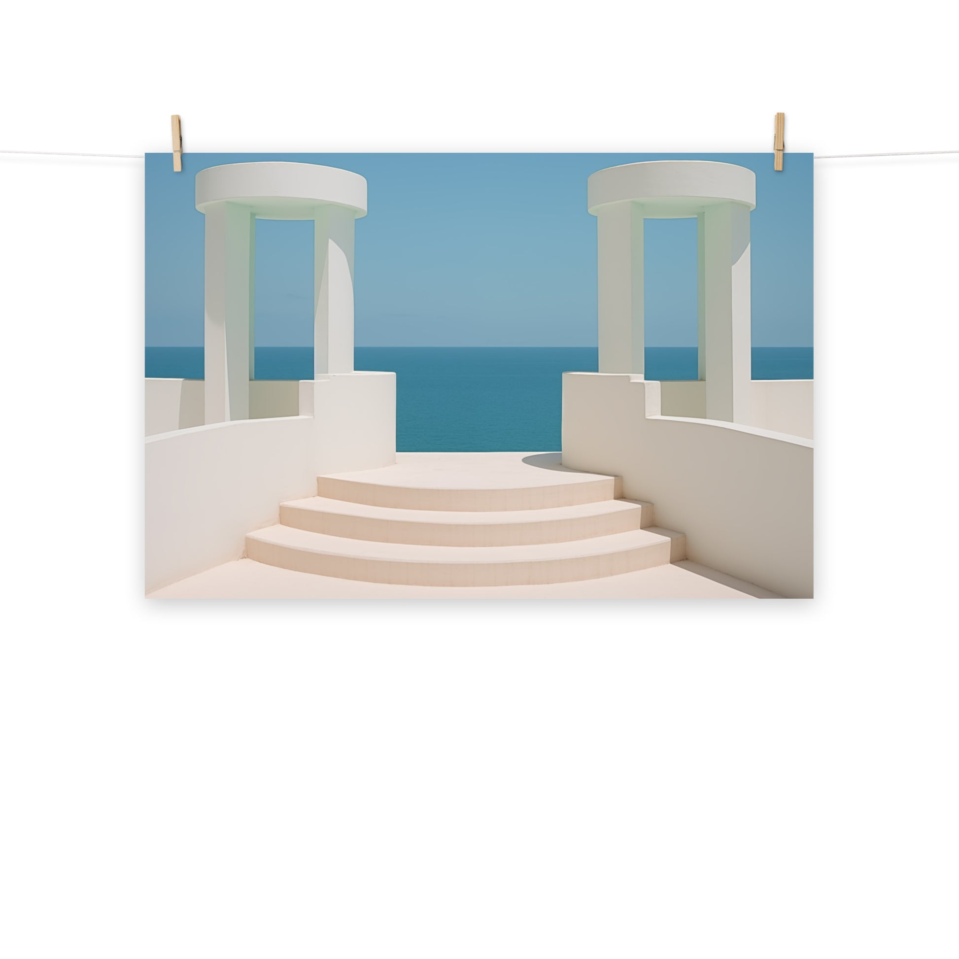 Beach Artwork For Living Room: A Tranquil Seascape Art Deco Painting - Digital Artwork Loose Art Print